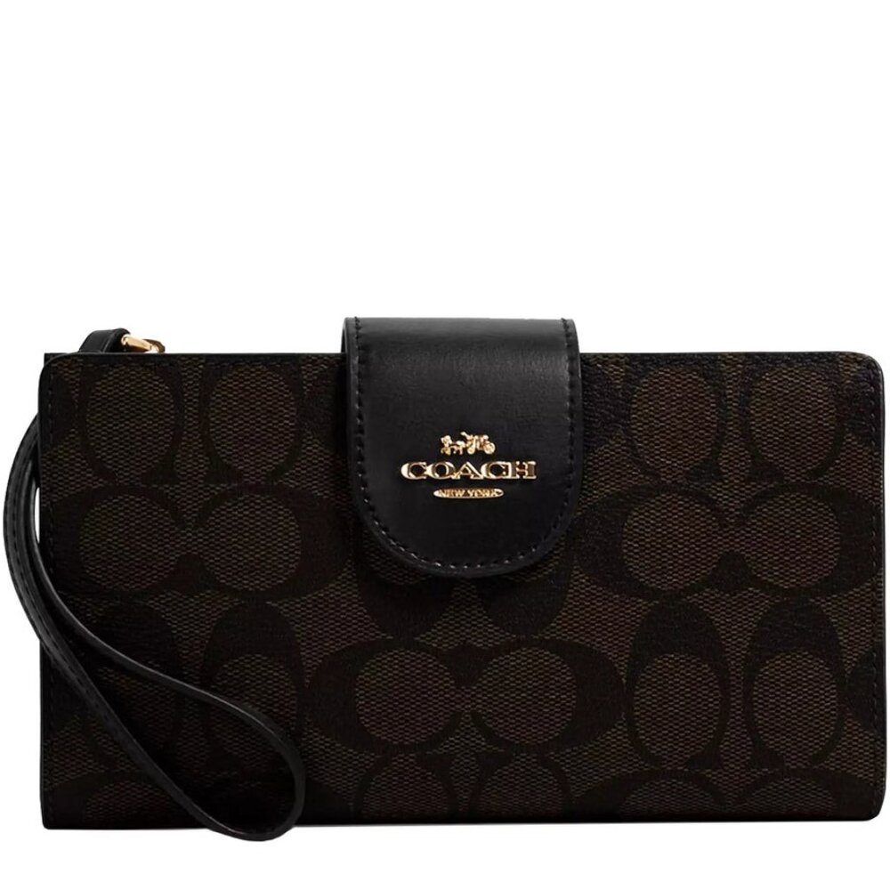Coach Tech Colorblock Signature Canvas Wallet- IM/BROWN/BLACK - NWT